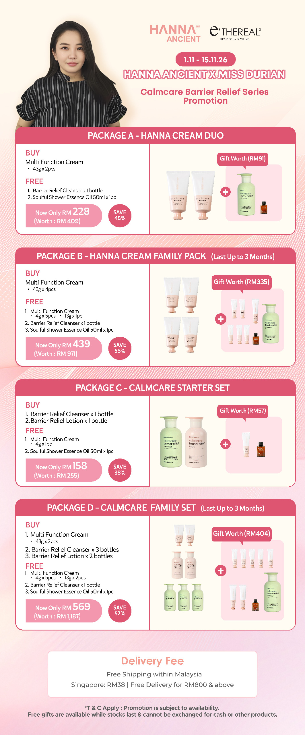[hanna ancient x miss durian] hanna cream duo (package a)